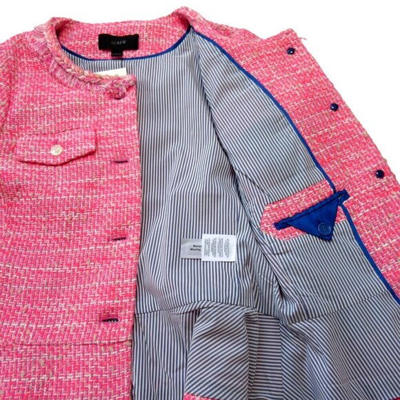 NWT J.Crew Peplum Lady Jacket in Neon Fuchsia Pink Tweed Blazer 0 - Picture 6 of 8